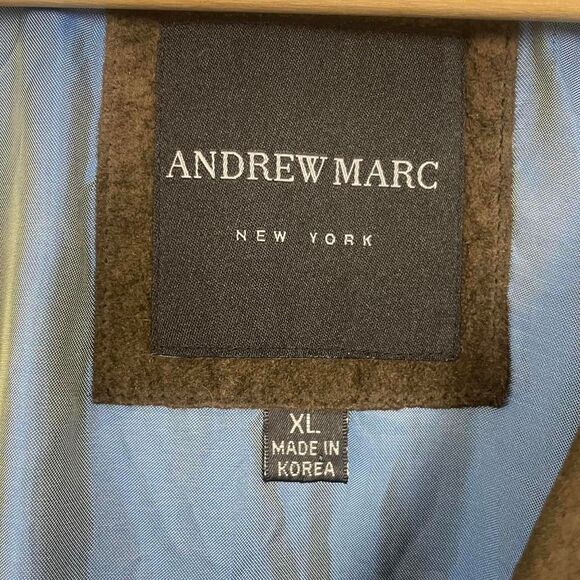 Andrew Marc Brown Suede Leather Blazer Jacket Coat Size XL Made in Korea - Picture 2 of 5